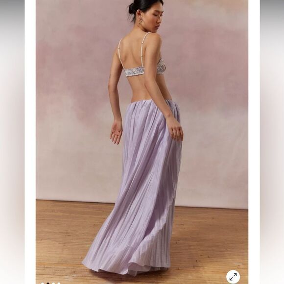 NWT For Love & Lemons Kamala Maxi Skirt & Rosette Bra Small Lavender - Picture 10 of 16